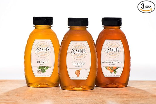 Sandt's Unfiltered Raw Honey Varietal Bundle - Golden, Clover & Orange Blossom (3 LBS)