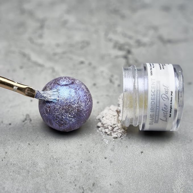 Luster Dust - Blue Iridescent (4g 1x Jar) | Edible Vegan Dust & Paint for Cake Decorating, Ice Cream, Desserts, Cocktails and Beverages by Bakell