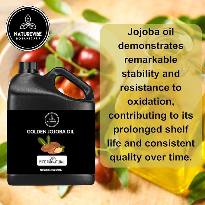 Naturevibe Botanicals Golden Jojoba Oil 32 oz ??100% Pure, Cold-Pressed Moisturizer for Skin & Hair | Antioxidant-Rich, Non-Greasy, Carrier Oil & Daily Hydration