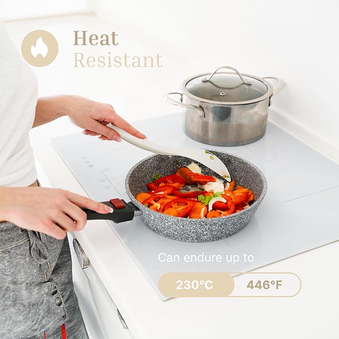 Silicone Utensils 3-Piece Set ??Rubber Spatula, Slotted Turner, and Rice Paddle ??Complete Heat-Resistant Set for Non-Stick Cookware ??Kitchen Tools and Accessories for Cooking & Baking ??Cream