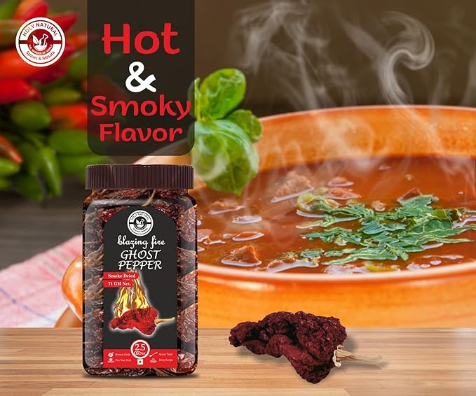 Ghost Pepper Chili Whole (Bhut Jolokia Chili/Ghost Pepper Pod) ??2.5 oz/71 gm, 100% Pure, Smoked, Hottest & Spicy Chili of the world, Add Unique, Delicious, and Smoky Flavour to Your Favourite Dishes