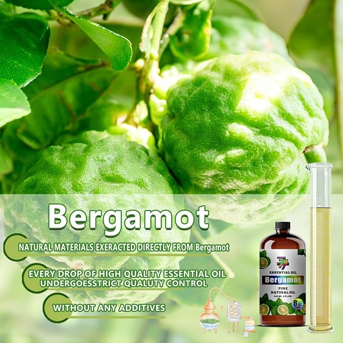 Bergamot Essential Oil (8 oz / 240 ml) ??Bergamot Oils for diffusers, humidifiers, Home Baths, Cleaning Products, Yoga, DIY Soaps and DIY Scented Candles