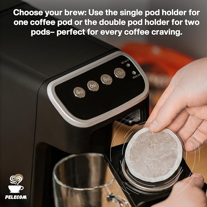 PeleCafe Coffee Machine – Compatible with Senseo Pods – Fast Brewing Single-Serve Coffee Maker with Rich Flavor Extraction, Crema Layer, Space-Saving Sleek Design, Barista-Quality Taste