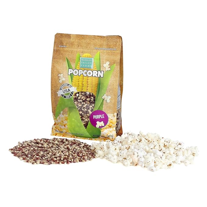 Wabash Valley Farms Popcorn Kernels - Purple Popcorn Kernels, Gourmet Popcorn Kernels for Popcorn Maker, Purple Popcorn Kernels for Popping, Non-GMO Popping Corn, Purple Popcorn Seeds (2 lbs)