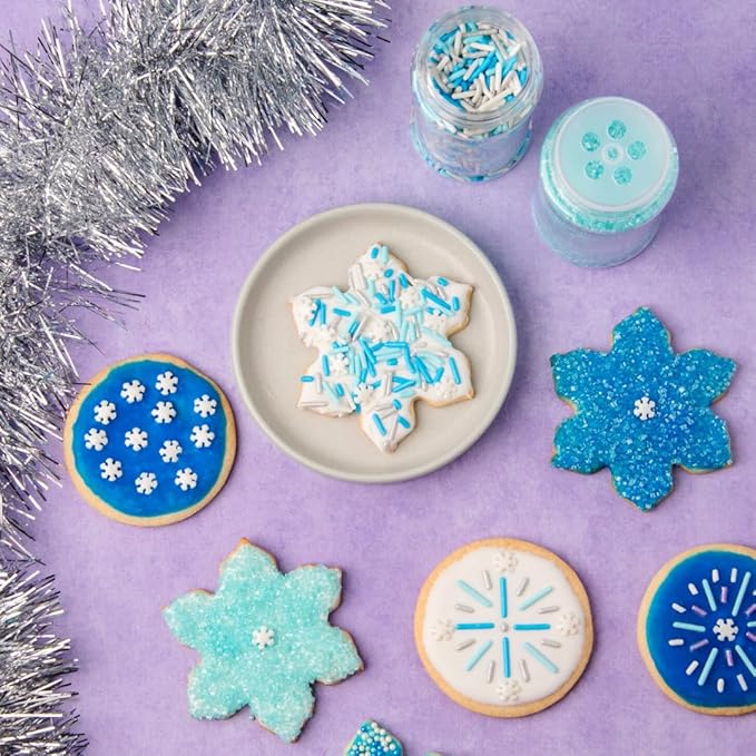 Sweets Indeed Christmas Sprinkles, 4 Pack, Snowflake Edible Sprinkle Mix, Perfect for Frozen Cake Decorations, Baking, Ice Cream, Cookies, Cupcake Topper (Winter)