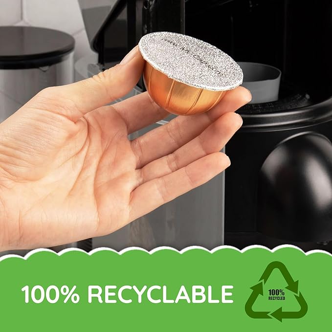 My-Cap Foil Seals for Nespresso Vertuo Pods - Reusable Aluminum Lids to Extend Life of Nespresso VertuoLine Capsules (Pack of 100)