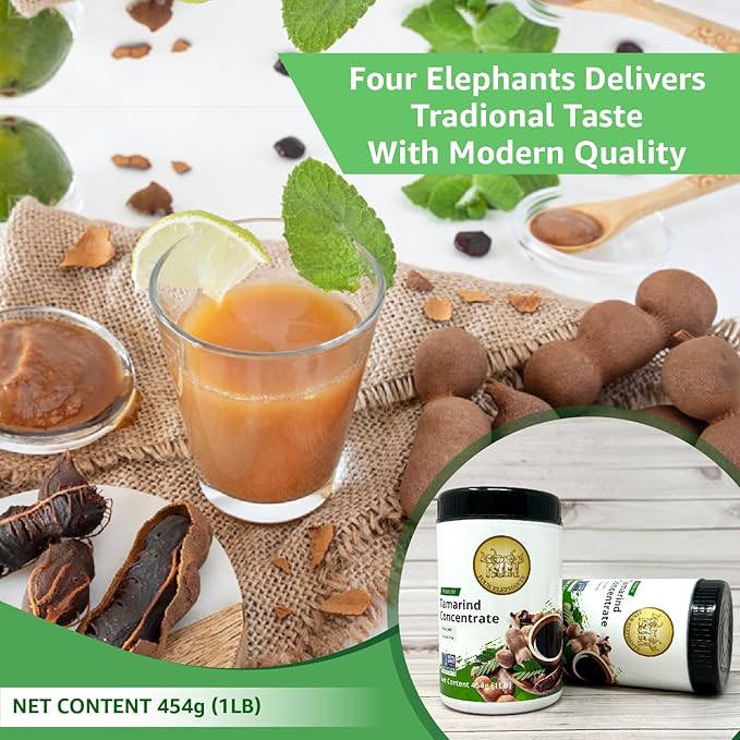 Premium Tamarind Concentrate (3) | Endorsed By Pro Chefs | Key Ingredient For Pad Thai and Asian Cuisines | Four Elephants Brand