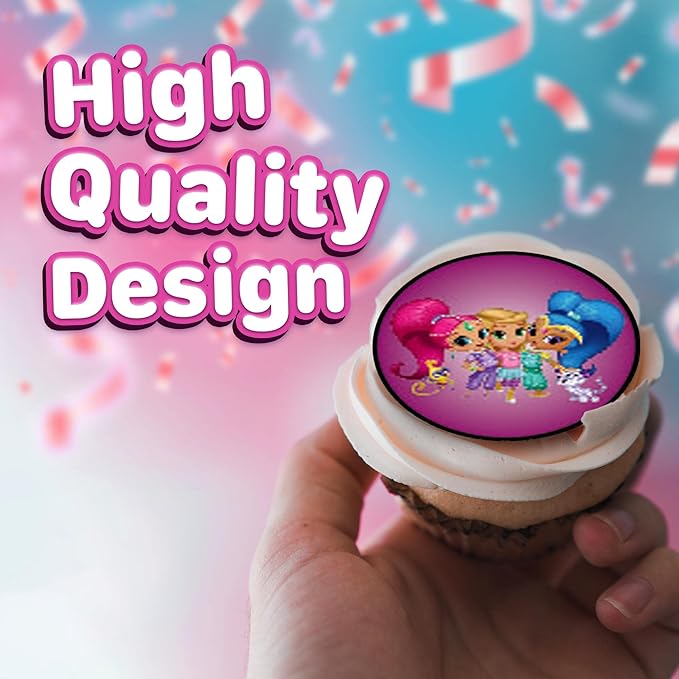 30 x Edible Cupcake Toppers Themed of Shimmer and Shine Collection of Edible Cake Decorations | Uncut Edible on Wafer Sheet