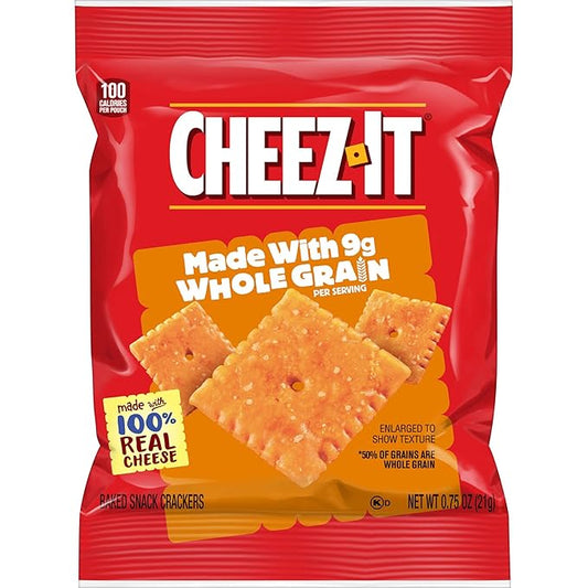 Cheez-It Cheese Crackers, Baked Snack Crackers, Made with Whole Grain, Original (175 Pouches)
