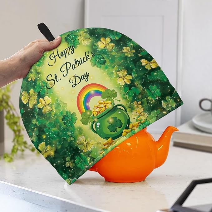 Hudotybom St Patrick Style Tea Cozy for Teapot - Insulated Large Cover to Keep Warm - Machine Washable Coffee Pot Cloth Cover - St Patrick Day Decorations