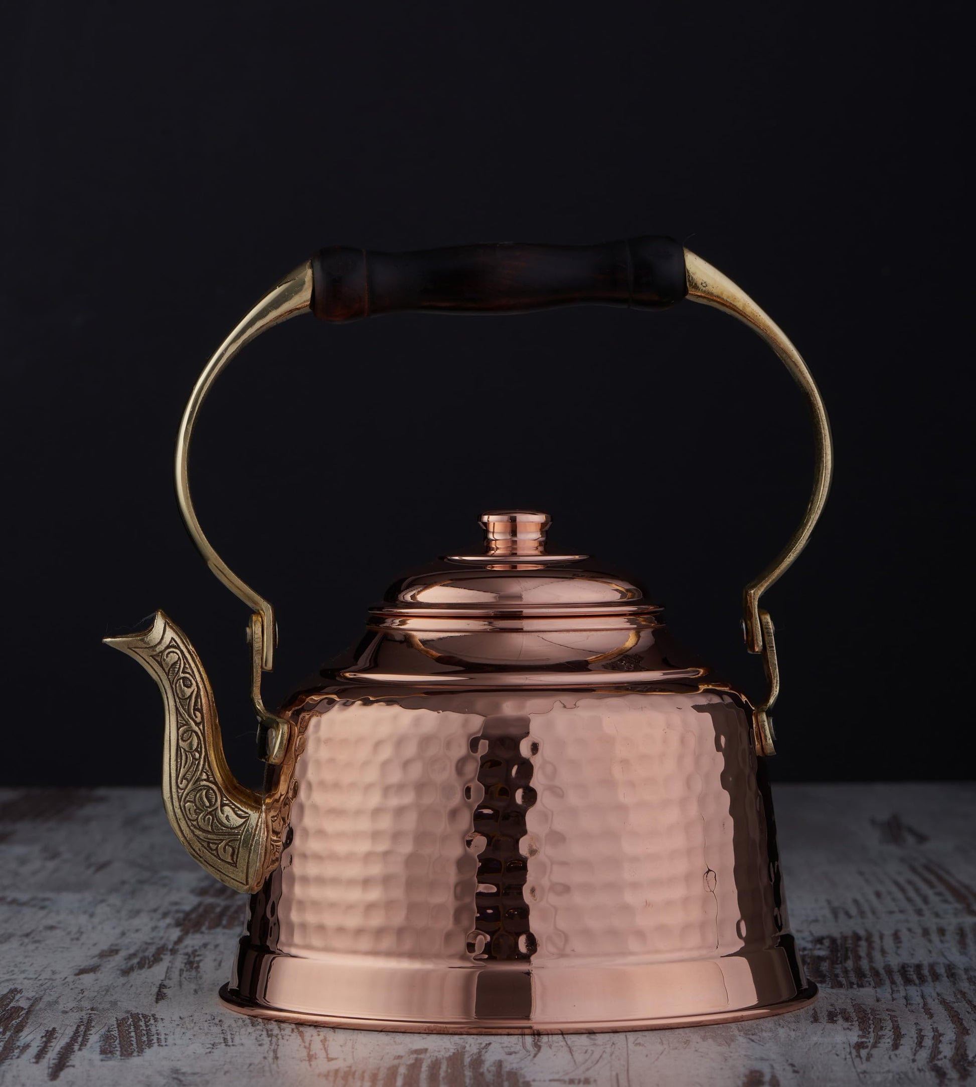 DEMMEX Tea Lover's Copper Teapot, Heavy Gauge 1mm Thick Hammered Solid Copper, Copper Tea Pot