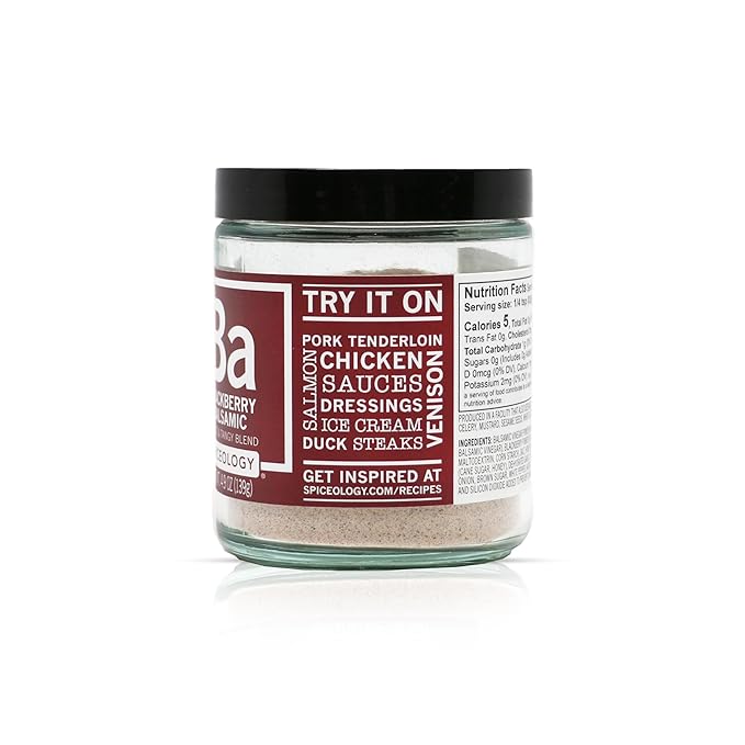Spiceology ??Blackberry Balsamic Seasoning ??Sweet and Tangy Spice Blend with Blackberry and Balsamic Vinegar ??Ideal for Chicken, Pork, Duck, and Lamb ??4.9 oz