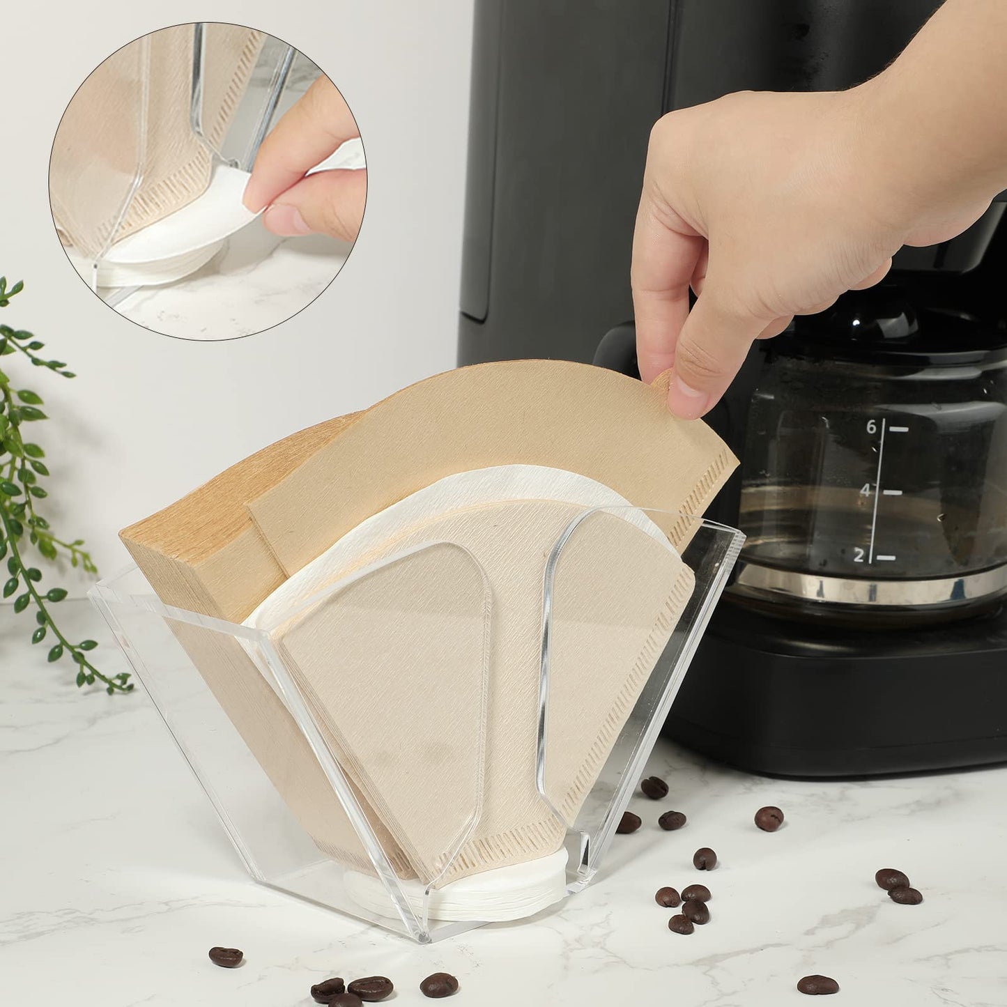 Kamehame Coffee Filter Holder, Wall Mount Coffee Filter Dispenser Rack, Clear Acrylic Storage