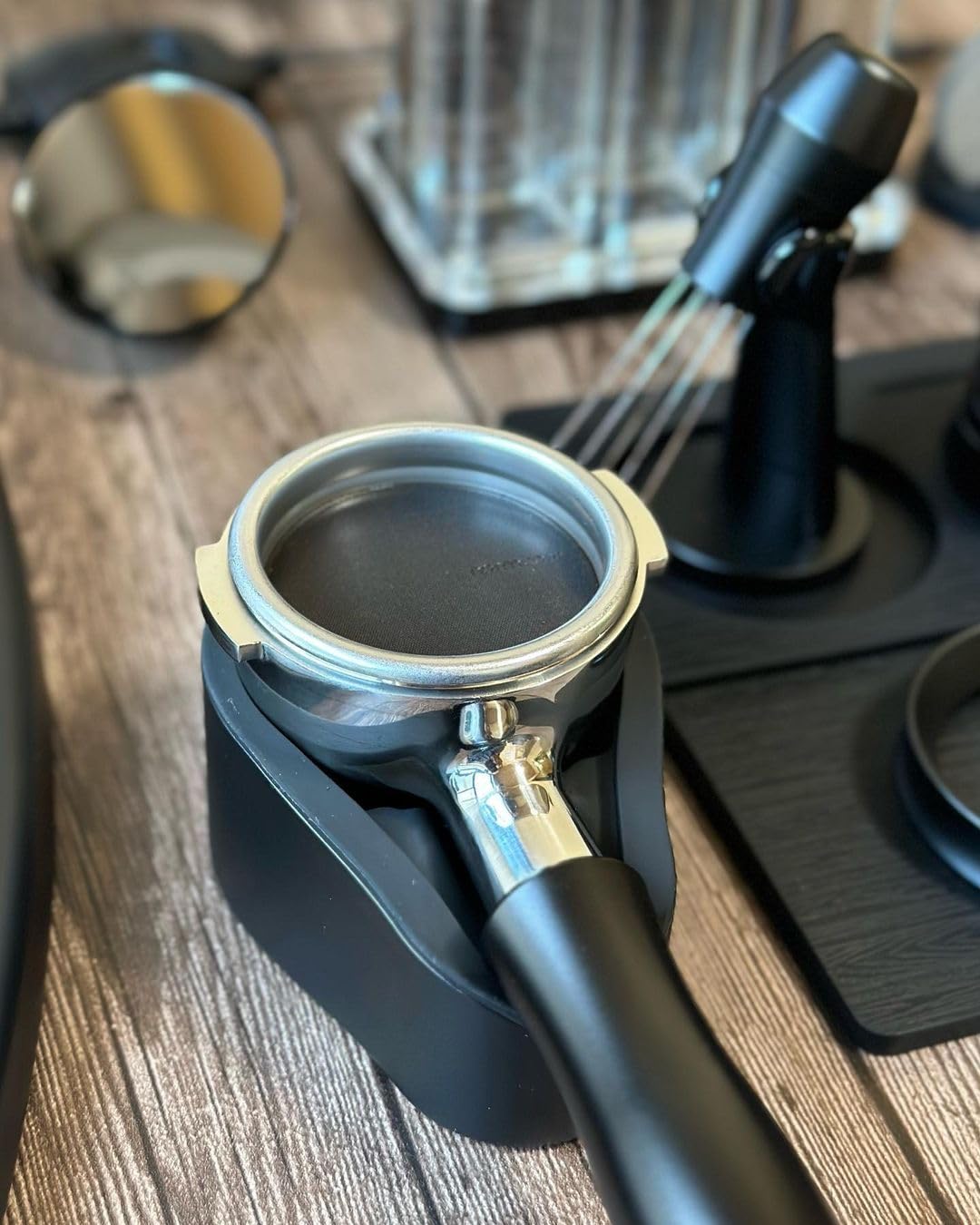 Normcore Portafilter Holder, Portafilter Tamping Station, 304 Stainless Steel With Silicon Espresso