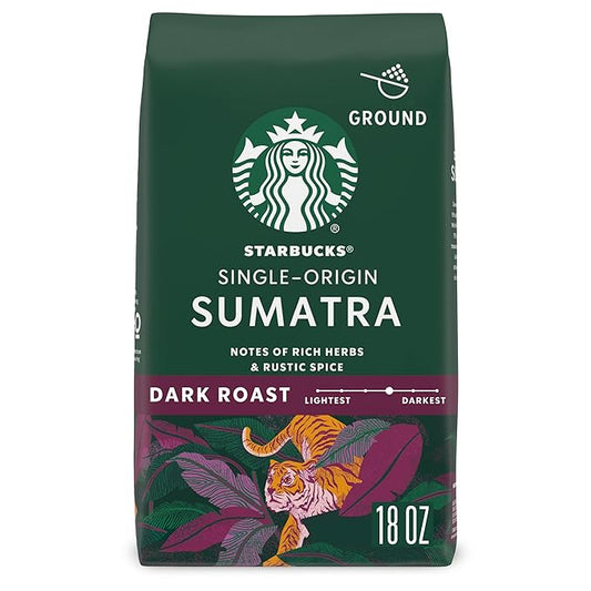 Starbucks Ground Coffee, Dark Roast Coffee, Sumatra, 100% Arabica, 1 bag (18 oz)