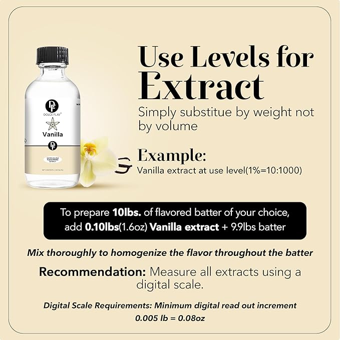 Dolce Flav Vanilla Extract ??2 Ounce Water-Soluble Kosher, Sugar-Free, Concentrated Vanilla Flavoring for Baking, Cookies & Desserts, Includes Measured Dropper