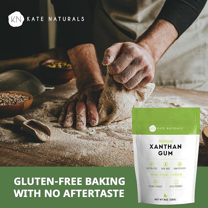 Kate Naturals Xanthan Gum for Baking, Ice Cream & Thickener (8oz, Gluten Free, Food Grade, Skin Care)