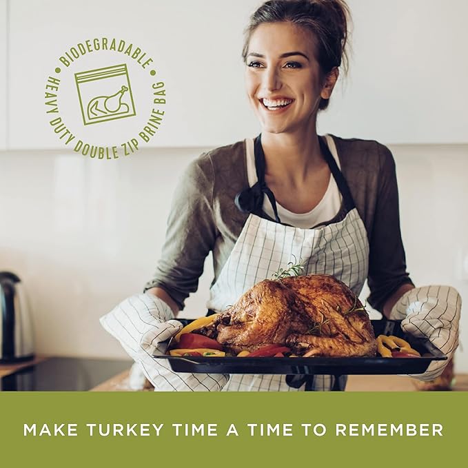 Fire & Flavor Apple Sage Perfect Brine - Turkey Brine Kit with Bag for Roasting, Grilling, Smoking, and Frying - Brining Seasonings for Cooking and Turkey Brine Bag - Turkey Brine and Rub Kit, 1 Count (Pack of 1)