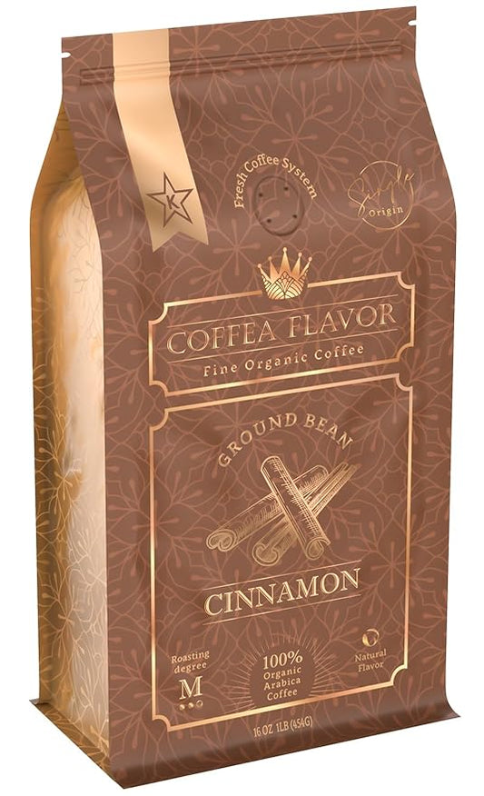 Flavored Ground Coffee ??Cinnamon, 100% Arabica, Single Origin, Medium Roast, USDA Organic, Naturally Flavored ??by Coffea Flavor