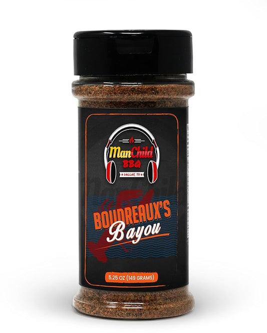 Cajun Seasoning Mix (NO MSG, Low Sodium) | Boudreaux's Bayou Seafood Boil Seasonings | Rubs for Smoking & Cooking | Chicken, Fish, Salmon, Shrimp, Turkey Spice Rub by Manchild | Gluten Free | 5.25 Oz
