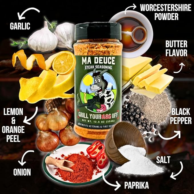 GYAO Ma Deuce Steak Seasoning – 12.5oz Large Granulated Steak Seasoning – MSG & Gluten Free – USA Made & Veteran Owned