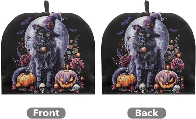 Halloween Teapot Dust Cover Tea Cozy for Teapot,Foldable Kitchen Kettle Dust Tea Pot Decorative Cover for Kitchen,Tea Cosy Jack-o'-Lantern Cat Print
