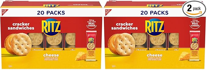 RITZ Cheese Sandwich Crackers, 20 Snack Packs (6 Crackers Per Pack) (Pack of 2)