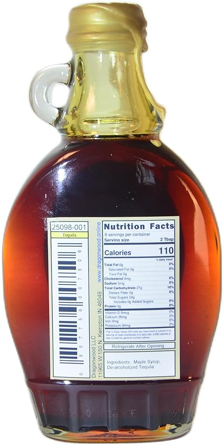 Tequila Maple Syrup - For Pancakes and Waffles ??Made With Pure Maple Syrup And Dealcoholized Tequila - By Dragonwood (8 fl oz)
