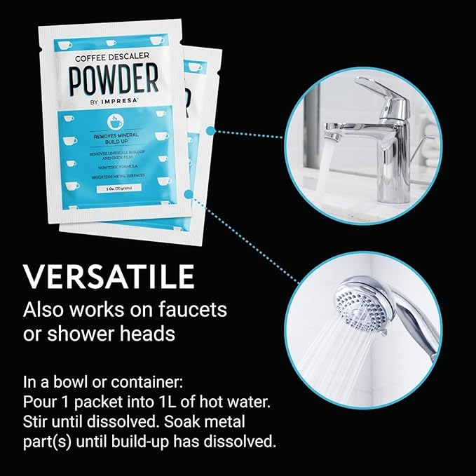 [10 Uses] Impresa Descaling Powder & Coffee Machine Cleaning Powder for Breville, for Keurig, for Nespresso, for Delonghi, for Ninja & More - Espresso Machine Descaler - Pot & Coffee Maker Cleaner