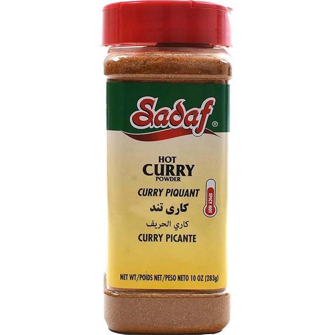 Sadaf Curry Powder Hot - Curry Powder for Cooking & Food Seasoning - Kosher - 10 oz Bottle with Shaker Top