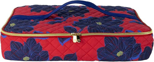 Draper James Insulated Casserole Carrier for Hot and Cold, Quilted with Handle for 16x10 Pan (Magnolia Shadows Red)