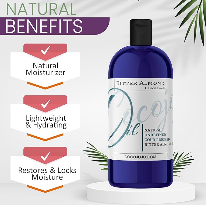 cocojojo Pure Bitter Almond 32 oz 1 Quart Oil Unrefined Cold Pressed Extra Virgin All Natural Perfect for Hair Face Skin Nails