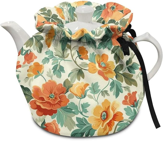 Flower Tea Cozy for Teapot Kettle Dust Cover Large Tea Cosy Insulation and Keep Warm Portable Easy to Clean Kettle Protective Suitable for Kitchens Hotels or Cafes