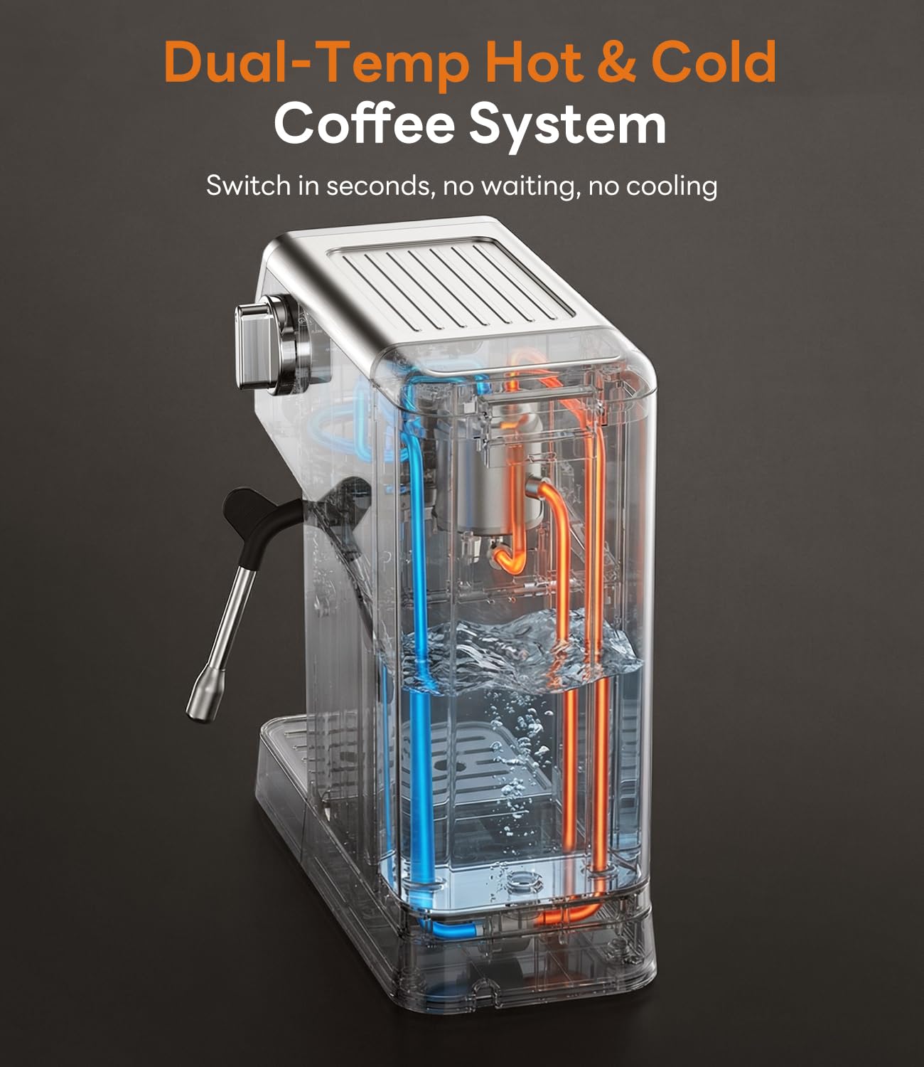 Aromaster 1400W Espresso Machine with Milk Frother, Stainless Steel