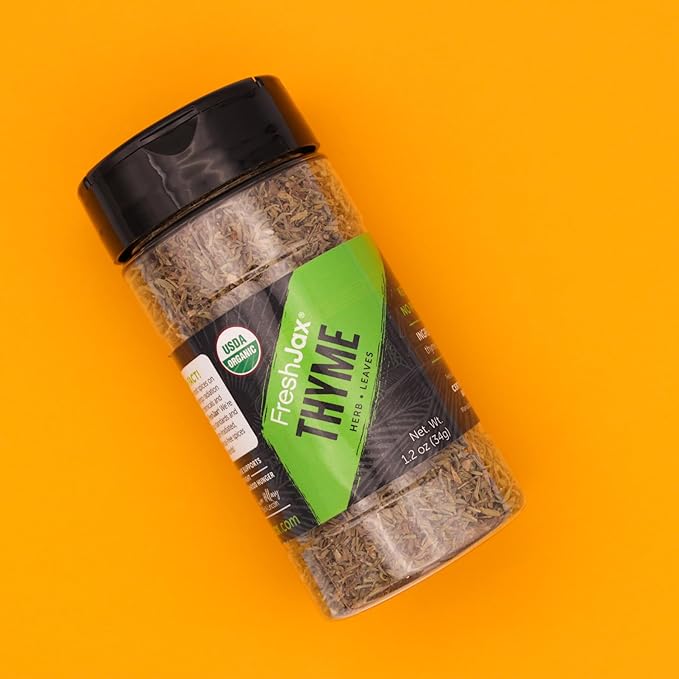 FreshJax Organic Thyme Leaves (1.2 oz Bottle) Non GMO, Gluten Free, Keto, Paleo, No Preservatives Dried Thyme Leaves | Handcrafted in Jacksonville