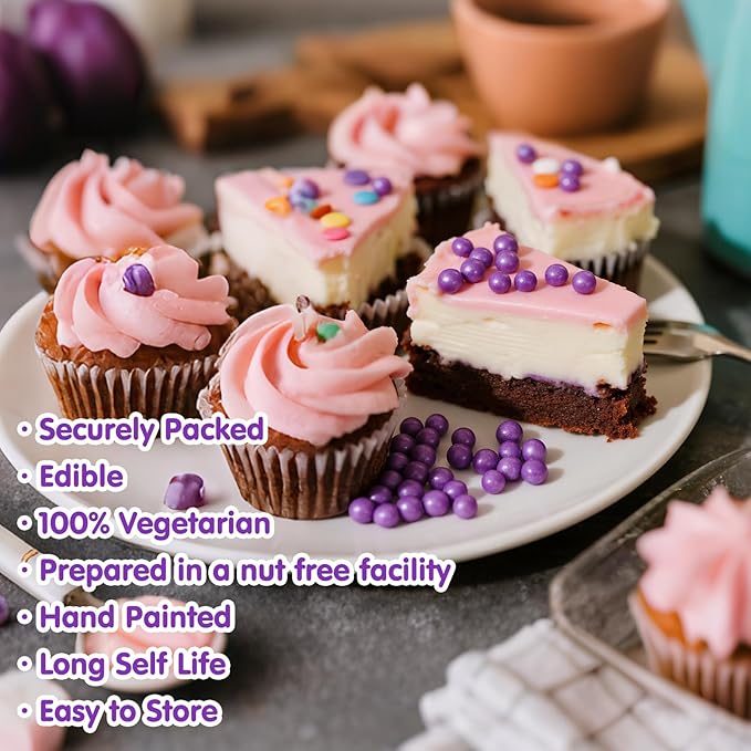Edible Purple Pearl Sprinkles for Cake Decorating,Halloween Pearls Sugar Sprinkle,130g/4.58oz Mix Size,Baking Edible Cake Decorations Candy,Cupcake Toppers,Cookie Decorating Donuts Ice Cream Toppings,Party Supplies