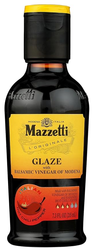 Mazzetti Habanero Balsamic Vinegar Glaze of Modena PGI | Thick & Rich | Perfect for Soups, Platters, & Meat | 7.3 Ounce Bottle (Pack of 1)