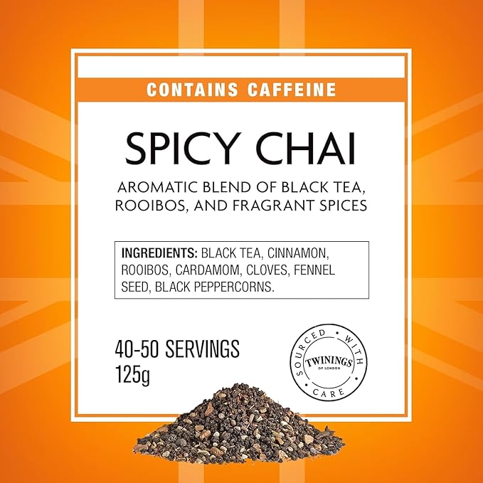 Twinings Spicy Chai Loose Leaf Black Tea, 4.41 Ounce (125g) Pouch, Caffeinated, Enjoy Hot or Iced