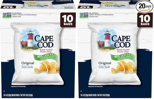 Cape Cod Potato Chips Original Less Fat, 1 Oz, 10 Ct (Pack of 2)