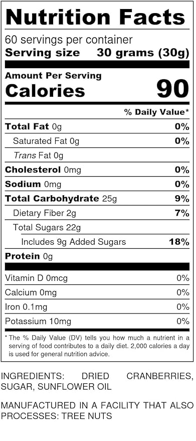 Dried Cranberries Original 4 lbs,(64oz) Batch Tested Gluten & Peanut Free | Resealable Bag | High in Antioxidant | Great for Salads Cooking, and Mixes/Sweetened
