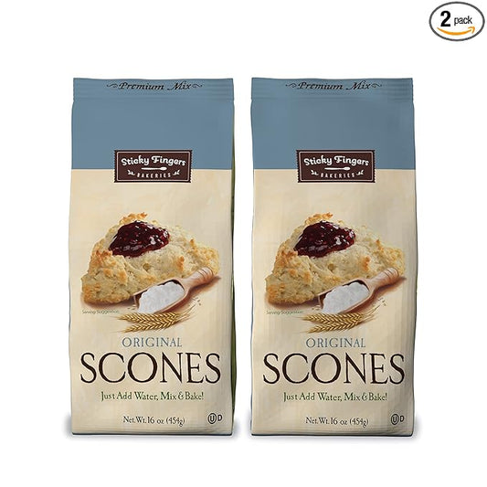 English Scone Mix, Original Flavor by Sticky Fingers Bakeries ??Easy to Make English Scones Fresh Baked, Makes 12 Scones (2pk)