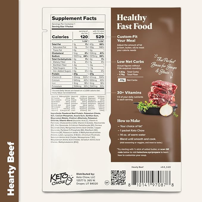 KETO CHOW BEEF SOUP BASE - 1 MEAL PACK