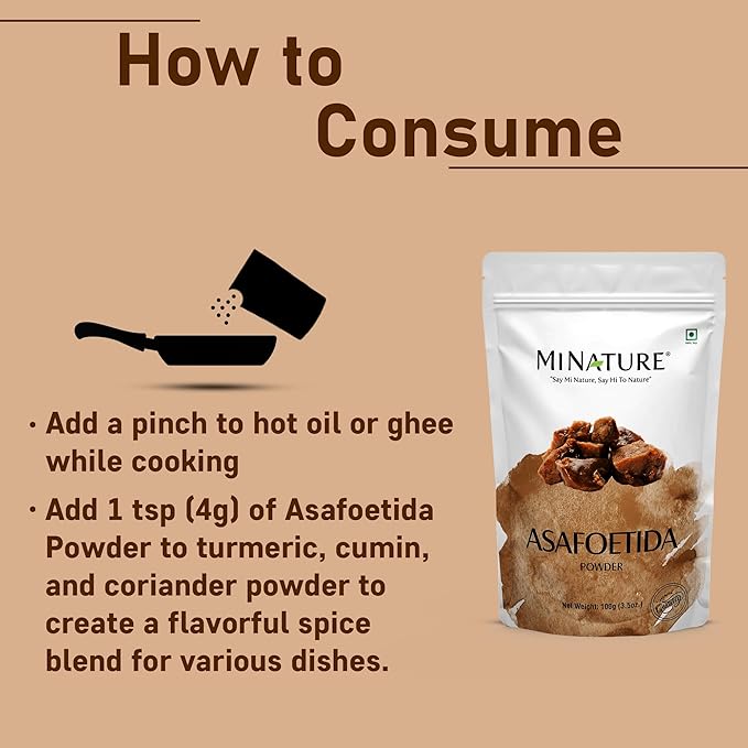 Mi Nature Asafoetida Powder (Hing) | Natural Indian Spice 100g (3.5oz)| Heeng Powder | Authentic Cooking Ingredient from India