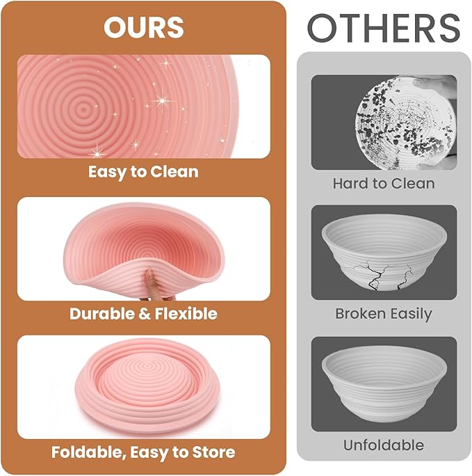 Sourdough Bread Starter Kit, Bread Proofing Basket - 9 Inch Round & 10 Inch Oval Foldable, Glass Sourdough Starter Jar Kit & Tons of Sourdough Bread Baking Supplies