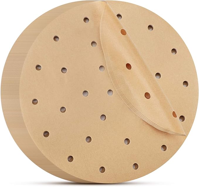 Beasea Air Fryer Disposable Liners 9 Inch, 200pcs Parchment Paper Unbleached Round Filter Paper Perforated Bamboo Steamer Papers for Air Fryer and Steaming Basket