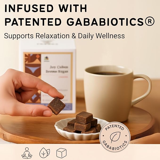 FOODHO GABA Joy Cubes Brown Sugar Cubes - Natural Dark Muscovado Sugar | Old Fashioned Pure Cane Sugar | Rich Nutrients for Good Sleep | Perfect for Tea, Coffee, Milk | No Preservatives