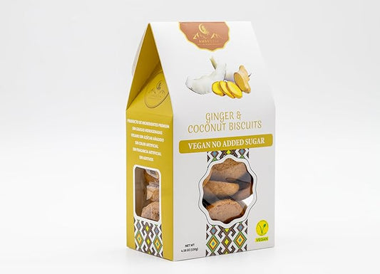 Ambrozia Vegan Snack Biscuits ??Ginger & Coconut - Soft Baked, No Added Sugar, Clean Label, High Fiber & Wholesome Ingredients, Kid-Friendly, Healthy Snacks for Active Lifestyles, 4.58 Oz