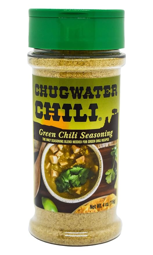 Chugwater Chili | Gourmet Green Chili Seasoning Mix | 4oz Bottle | Wyoming State Championship Chili Recipe | Secret Blend 12 Spices | All Natural, Gluten Free, No MSG & No Preservatives