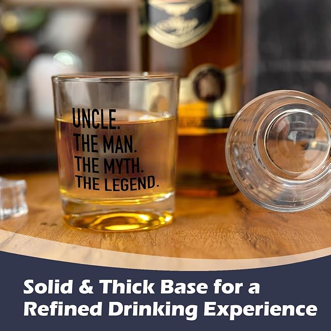 Uncle Whiskey Glasses 10 oz, Uncle Gifts for Birthday Father's Day from Niece Nephew, Funny Old Fashioned Rocks Glasses for Men Drinking Scotch Bourbon Cocktail Liquor Vodka