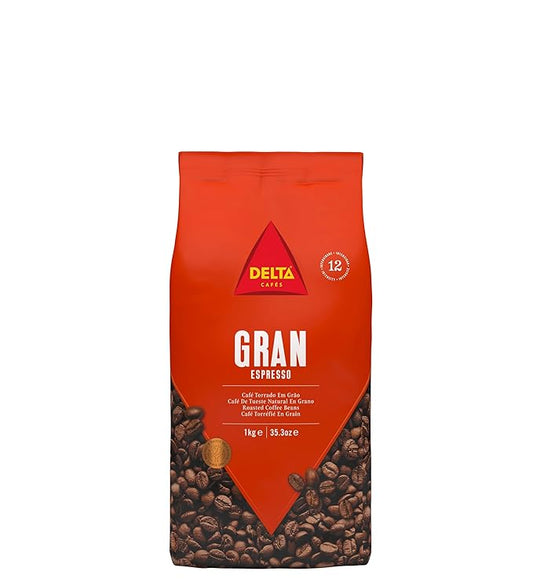 Delta Cafes Gran Espresso Whole Bean Coffee, Portugal, Naturally Roasted, Intense with Crema, 2.2lb